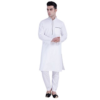 White Cotton kurta online- Buy designer cotton long kurta for men | shi...