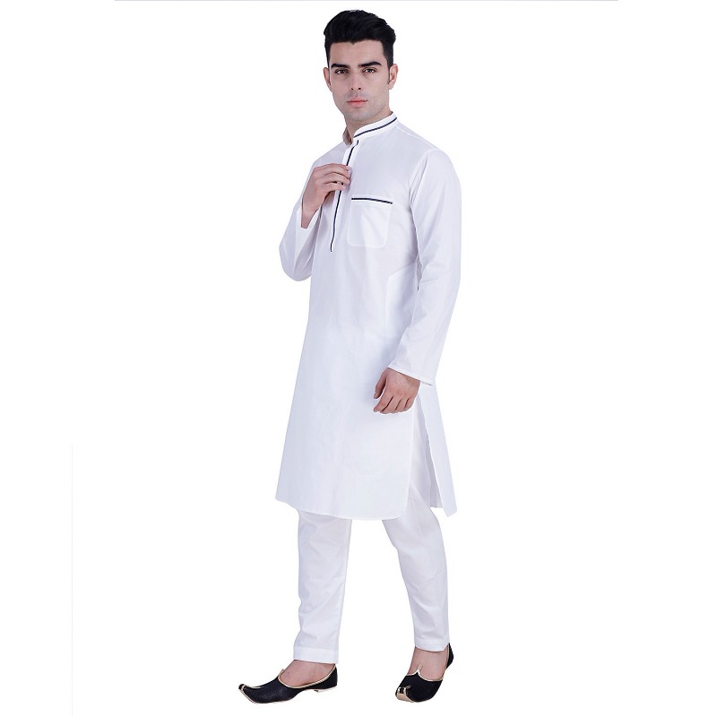 White Cotton kurta online- Buy designer cotton long kurta for men | shi...