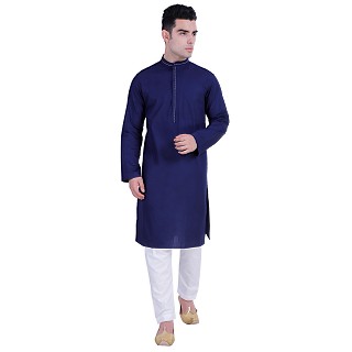 Designer Cotton kurta for men- Navy Blue