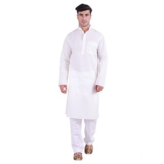 Cotton lawn Kurta for men- White