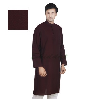 Cocoa colored long Kurta - Cotton dobby fabric