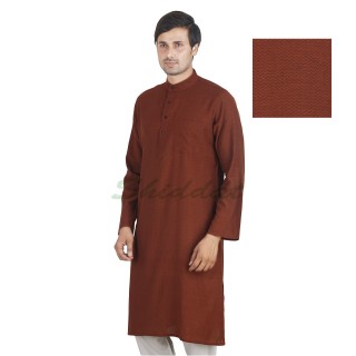 Long kurta - Coffee colored in cotton dobby fabric