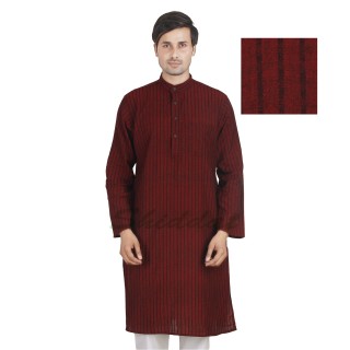 Chocolate colored long Kurta - Cotton dobby fabric