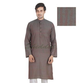 Flint colored long Kurta - Cotton dobby fabric