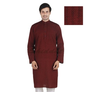 Brick Red colored long Kurta - Cotton dobby fabric