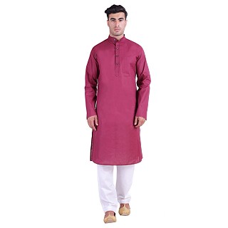 Cotton lawn Kurta for men-Dark Pink