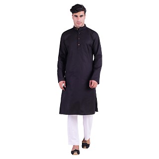 Cotton lawn Kurta for men- Cod Black