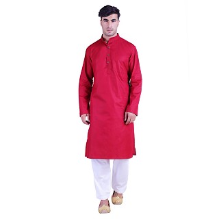 Cotton lawn Kurta for men- Red