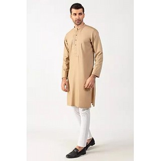 Peanut Brown Blended Designer Mens Kurta