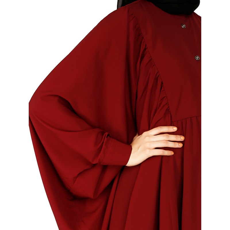 Women Maroon Geometric Floral Short Kaftan Top