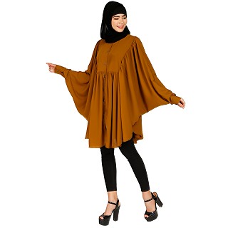 Full sleeves short kaftan- Mustard brown