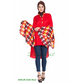 Kurti with bell sleeves- Red