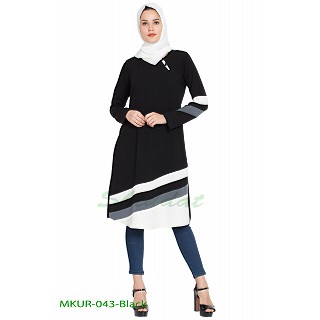 Designer Striped Kurti -Black