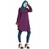 Contrast Ruffles and Bell Sleeves Kurti - Purple Contrast Ruffles and Bell Sleeves Kurti - Purple