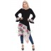 Designer Kurti with contrast bottom| Black-Beige Designer Kurti with contrast bottom| Black-Beige