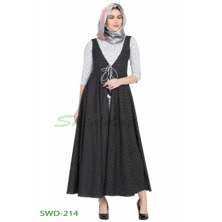 Traditional party wear dress - Black and White Cotton