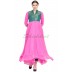 Anarkali dress - Pink with green brocade printed Anarkali dress - Pink with green brocade printed