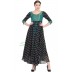 Anarkali dress - Black Dotted with Green brocade print Anarkali dress - Black Dotted with Green brocade print