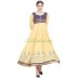 Anarkali dress -Yellow With Blue Brocade print