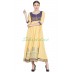 Anarkali dress -Yellow With Blue Brocade print