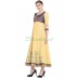 Anarkali dress -Yellow With Blue Brocade print