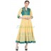 Anarkali dress - Yellow with Firozi brocked Anarkali dress - Yellow with Firozi brocked