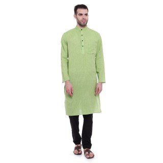 Long kurta - Parrot Green Kurta | Dobby cotton 