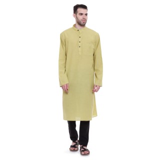 Long Kurta - Olive colored in cotton fabric