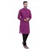 Solid cotton kurta for men - Dark Magenta