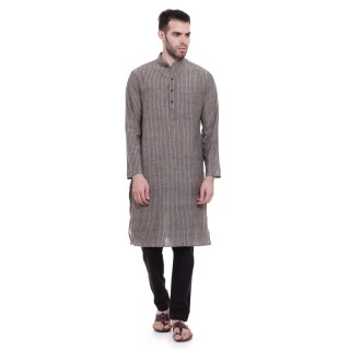 Long Kurta - Grey black colored in cotton fabric