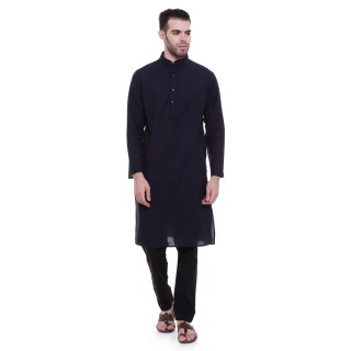 Long Kurta -Blue colored in cotton fabric