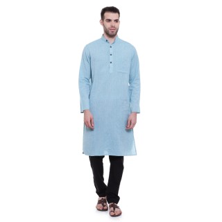 Long kurta - Powder blue cotton kurta