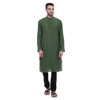 Cotton long kurta - Green colored | Dobby weave