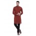 Long kurta - Chocolate colored woven kurta in cotton fabric