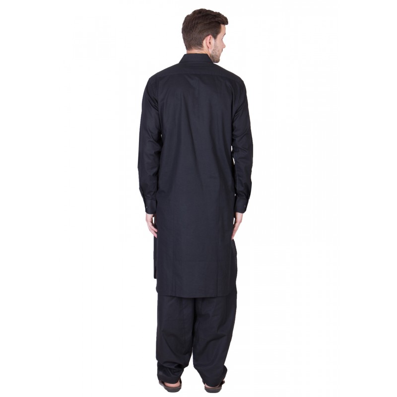 Pathani Suit- Buy solid black pathani kurta pajama online from Shiddat