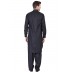 Chinese Neck Pathani Suit- Solid Black Chinese Neck Pathani Suit- Solid Black