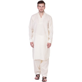 Chinese Neck Pathani Suit- Beige 