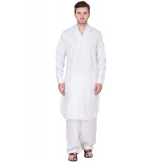 White Pathani Suit with Chinese neck