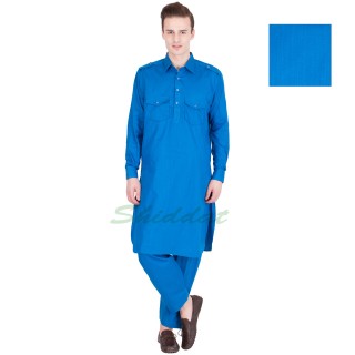 Cotton Pathani Suit- Venice Blue