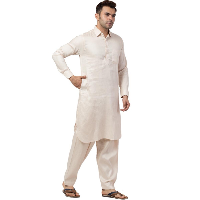 Cream colour pathani suit best sale