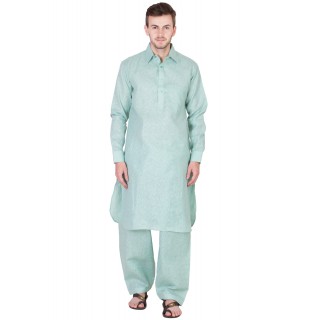 Woven Pathani Suit - Opal Blue