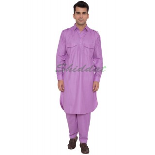 Cotton Pathani Suit- Lilac