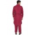 Cotton Pathani Suit- Mexican Red colored Cotton Pathani Suit- Mexican Red colored