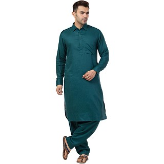 Pathani kurta for Men- Bottle Green