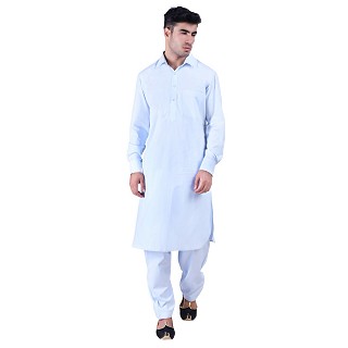 Pathani suit for men with regular collar- Sky Blue