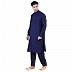 Cotton Pathani Suit with mandarin collar- Navy Blue Cotton Pathani Suit with mandarin collar- Navy Blue