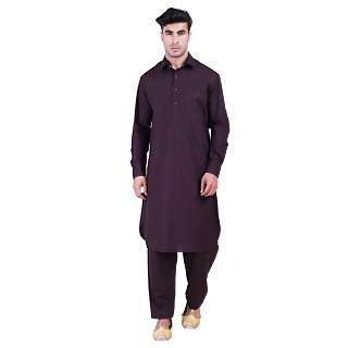 Pathani suit for men with regular collar- Purple