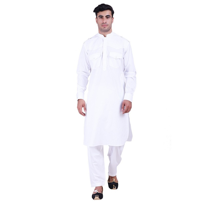 White pathani dress top