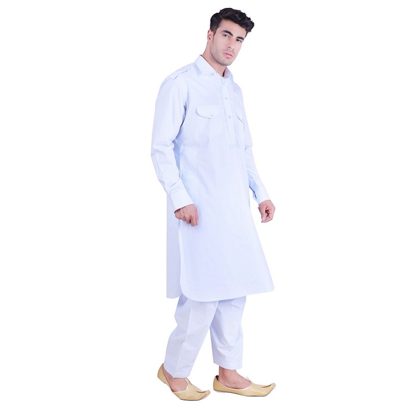 Pathani suit for men Khan dress with regular collar at www.shiddat