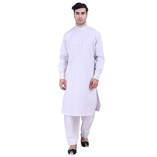 Designer Pathani Suit with mandarin collar- Grey